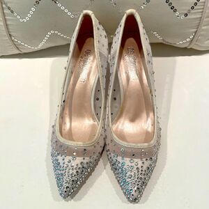 NEW De Blossom Bridal Silver Sparkle Heels Size 5.5